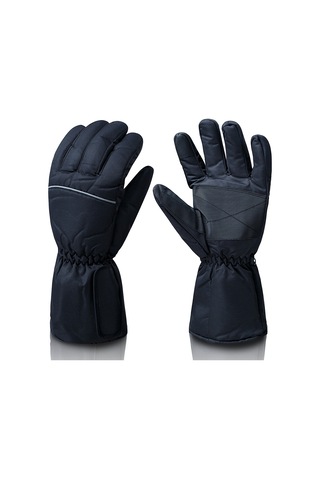 Geeroyoo Isıtmalı, Dokunmatik Uyumlu, Yansıtıcı Bantlı, Kaymaz Tabanlı, Kış Sporları İçin Unisex Eldiven Siyah L Siyah