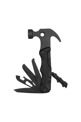 Valkyrie Çok Fonksiyonlu Çekiç Çakı Çantalı Kamp Outdoor Testere Tornavida Seti Siyah
