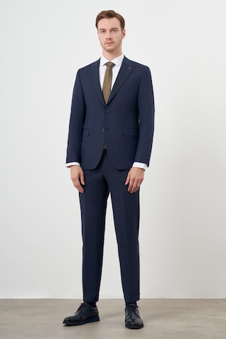 Morven Erkek Lacivert Yünlü Platinium 8-drop Slim Fit Sivri Yaka Takım Elbise Lacivert