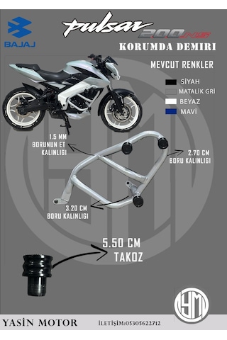 Bajaj Pulsar Ns 200 Özel Üretim Ön Koruma Demiri 3 Takozlu Beyaz