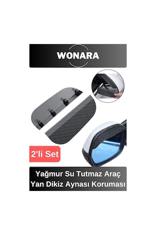 Evrensel Araç Dış Ayna Yağmur Kaydırıcı Koruma Siperi Karbon Desenli Kolay Takılabilir Aksesuar