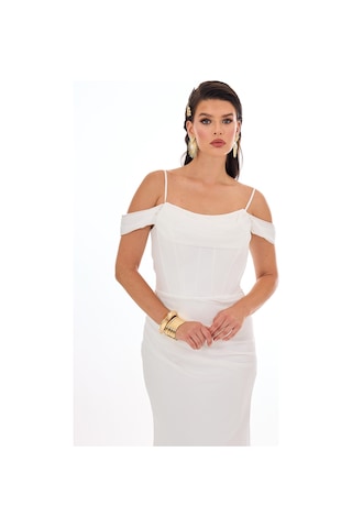 Carmen Kadın Askılı Uzun Şifon Abiye Elbise 58464 Ekru Ekru