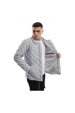 Erkek Baklava Desenli Mont Gri