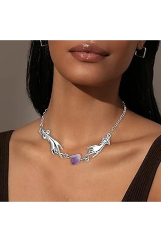 Dükkan Design Sihirli Eller Şifacı Kolye Açık Mor