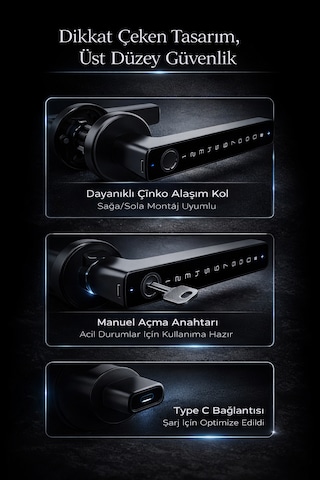 Nova Pro Akıllı Şifre Ve Parmak İzi Özellikli Kapı Kolu