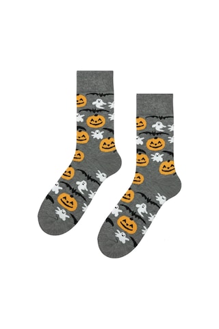 Carnaval Socks Çoklu Balkabağı Desenli Gri Halloween Hediyesi Çorap Çok Renkli