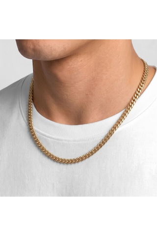 Premium Parlak Ve Şık Ezme Balık Sırtı Erkek Çelik Kolye 5x2mm 55cm 3183eck039 - Gold Renk Altın