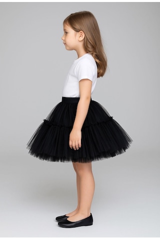Gala Altı Fırfırlı Tütülü Kız Çocuk Etek Siyah