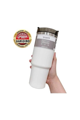 Besthome1 Emosiyonlu Paslanmaz Çelik Yalıtımlı Seyahat Termosu Beyaz 890 Ml Beyaz Beyaz