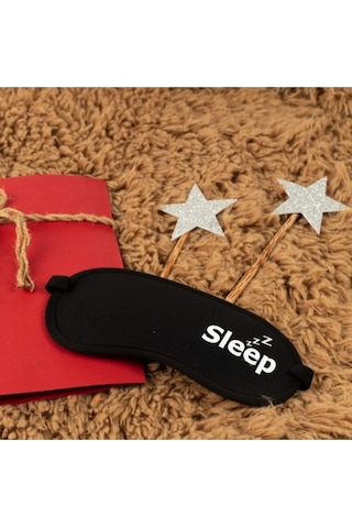 Shopiolog Sleep Ve Good Night Yazılı Tasarımlı Siyah Uyku Bandı Siyah