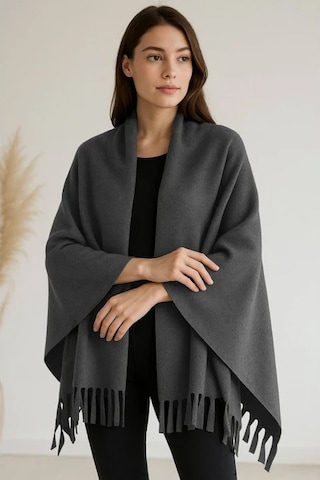 Elif Mira Unisex Polar Omuz Şalı 70x180 Cm Kışlık Sıcak Şal Elegantwarm Antrasit