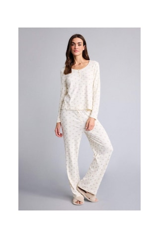 Defacto Pijama Takımı Desenli Üst Alt G7684ax26spbg144 Bej-bg144