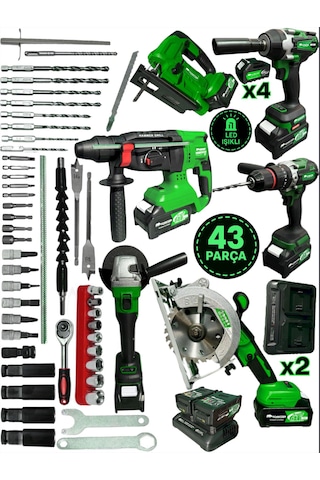 Schmıtzer 6lıset-y Set Pro 21v 43 Parça Şarjlı Hilti Matkap Somun Sökme Taşlama Dekupaj Dairesel Testere