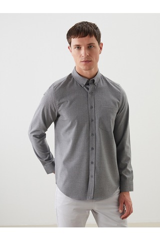 Lcwaıkıkı Classic Gri Regular Fit Armürlü Cepli Erkek Gömlek