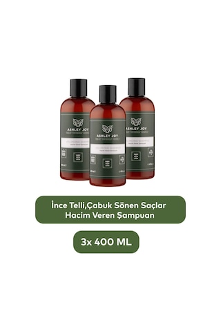 Ince Telli Saçlara Hacim Veren Bitki Özlü Dolgunlaştırıcı Biotin Ve Kafein Şampuan 400 Ml X3 Set