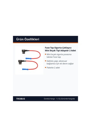 Trobus Fuse Tap Sigorta Çoklayıcı Mini Bıçak Tipi Adaptör 2 Adet Diğer