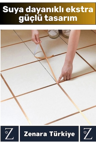 Premium Kendinden Yapışkanlı Su Geçirmez Fayans Arası Gold Şerit Derz Bant 1 Cm X 50 Metre 4 Adet