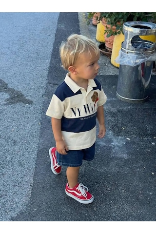 Baby Lory Kids Store Erkek Çocuk Polo Tshirt Beyaz - Lacivert