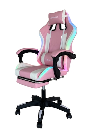 Fashcolle Pink Star Işıklı - Masaj Özellikli Oyuncu Koltuğu Pembe-beyaz