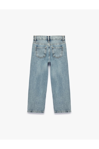 Koton Pamuklu Cepli Loose Fit Denim Pantolon Orta İndigo 7wkb40018td