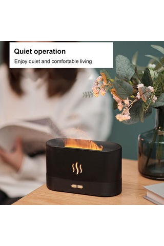 Skycity Siyah Ev Odası Ofis Kullanıma Uygun 180ml Buhar Saçan Ateş Efekti Aromaterapi Makinesi 701 Modeli Nemlendirici Işık