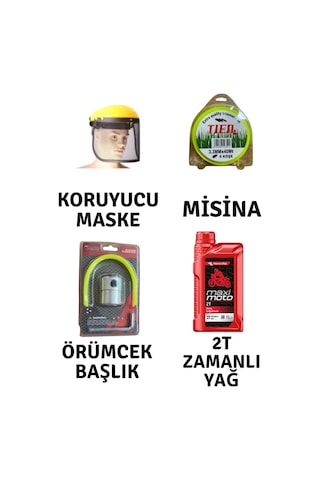 Motorlu Tırpan Seti Koruyucu Maske-misina-örümcek Başlık-yağ Motorlu Tırpan Seti Koruyucu Maske-misina-örümcek Başlık-yağ