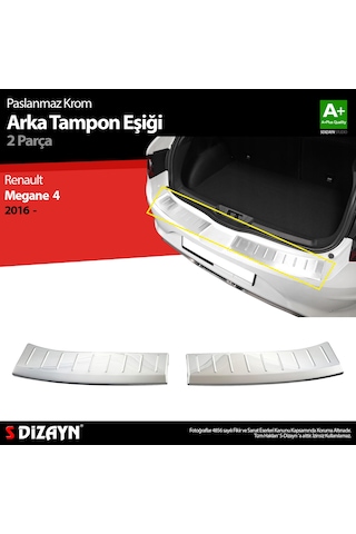 S-Dizayn Renault Megane 4 HB Krom Arka Tampon Eşiği 2016 Üzeri