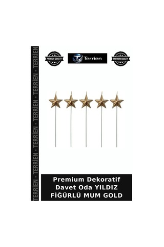Premium Dekoratif Davet Oda Yıldız Fiğürlü Mum Gold
