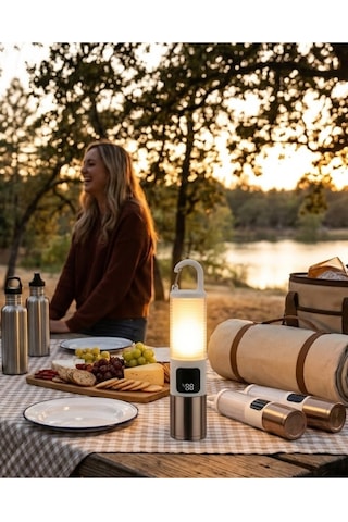 Outdoor Kamp Feneri Usb Şarjlı Yüksek Parlaklık Güç Ekranlı Led Aydınlatma - Sarı