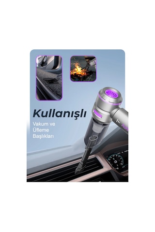 Kablosuz Araç İçi Süpürge Vakum Gücü Fırçasız Motor Üfleme Vakum 2 Yıl Garantili