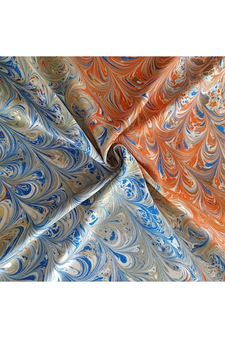 Elif Ebru Ebru Sanatı El Yapımı Özel Koleksiyon Twill İpek Eşarp Ozltıe 17 001