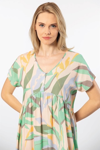 Türen 3602 Kadın Kısa Kollu Dokuma Kloş Elbise-yeşil Yeşil