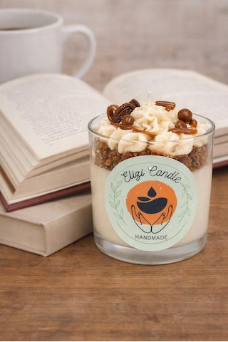 El Yapımı Doğal Soya Mum-çikolata Kokulu- Ev Dekorasyon- Dekoratif- Hediyelik Krem - Kahve
