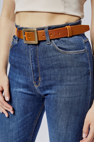 %100 Hakiki Deri Antik Sarı Tokalı Kadın Kemeri 3cm Taba