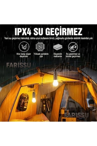Alaska T01-b Type-c Ve Solar Şarjlı Sıcak Işık Warm Light Kamp Lambası Siyah