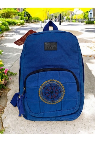 Old Cotton Cargo Kaliteli Mini Vintage Salaş Disayn Günlük Sırt Gezi Çantası 19 Cm X 34 Cm Açık Mavi