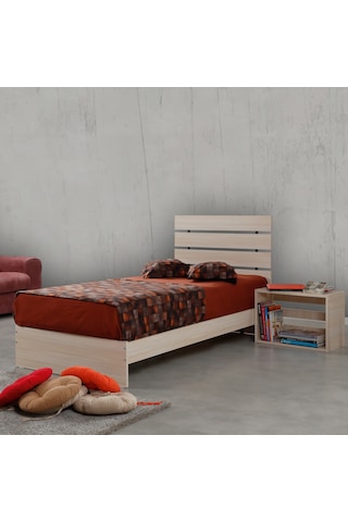 Pasifichome Huga Tek Kişilik Ahşap Karyola Komodin Takım Meşe 90 Cm