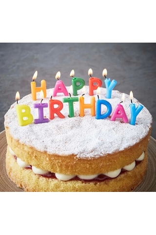 Happy Birthday Yazılabilen Rengarenk Doğum Günü Mumu Çok Renkli