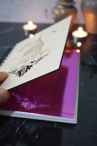A5 Spiralli Galata Kulesi Desen Ahşap Defter - Ajanda - Günlük - Çizgisiz Defter Ahşap Rengi Banu Pembe