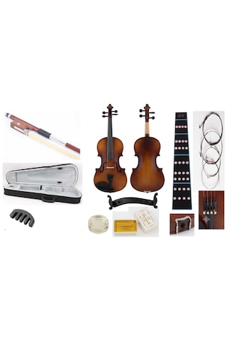 Dominelli 4/4 Keman Seti - Askılı Hardcase Çanta + Yay + Reçine + Omuz Yastığı + Susturucu + Tel Seti