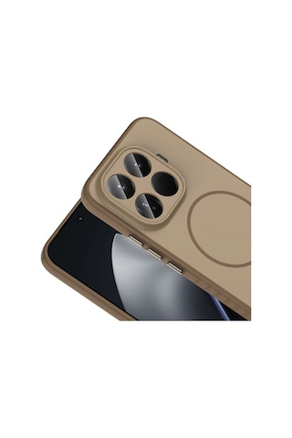 Vendas Xiaomi 15t Pro Kılıf M-safe Şarj Özellikli Zore Tea Kapak + Cam Ekran Koruyucu Gold