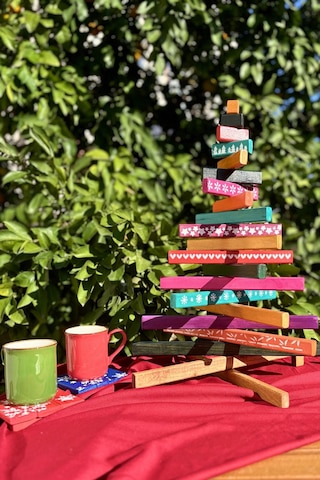 Leftover Ahşap Yılbaşı Ağacı - 54cm Çok Renkli