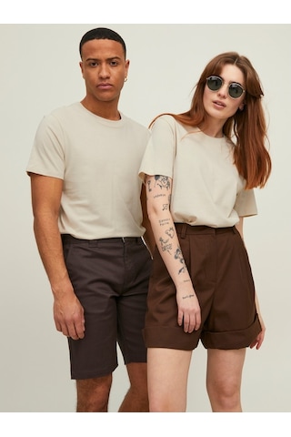 Jack & Jones Yuvarlak Yaka Ekru Erkek T-Shirt 12113648 Bej