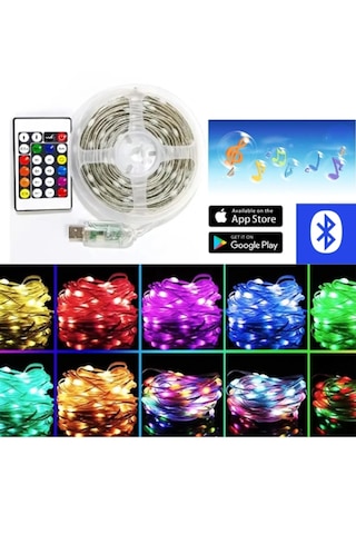 Bluetoothlu Usb Led Işık 10 Metre Rgb Çok Renkli Sese Duyarlı Çok