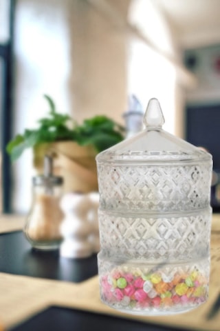 Delisoga 3 Katlı Cam Kurabiyelik Royaleks-pak-417 Diğer