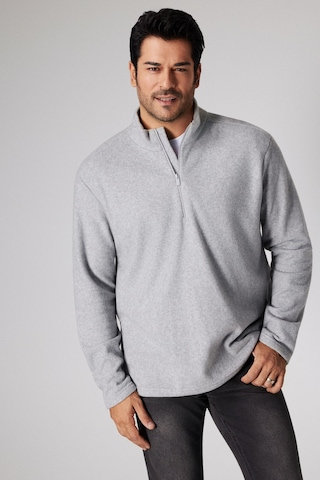 AC&Co / Altınyıldız Classics Anti-Pilling Tüylenme Yapmayan Bato Yaka Erkek Polar Sweatshirt - Gri Melanj