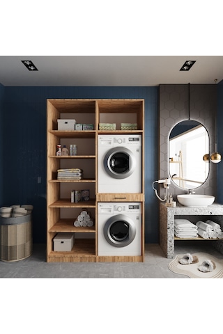Modena Çamaşır Ve Kurutma Makinesi Dolabı Banyo Dolabı Çam Çam