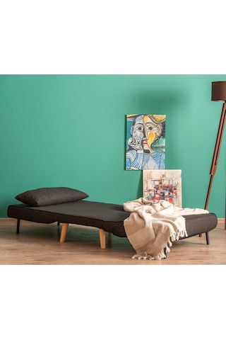 Folde 80 Tekli Yataklı Katlanır Koltuk Keten Koyu Gri Koyu Gri