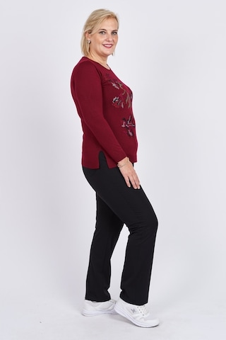 Flaş Triko Kadın Çiçekli Nakış Detaylı Bluz 3320806 Bordo Bordo