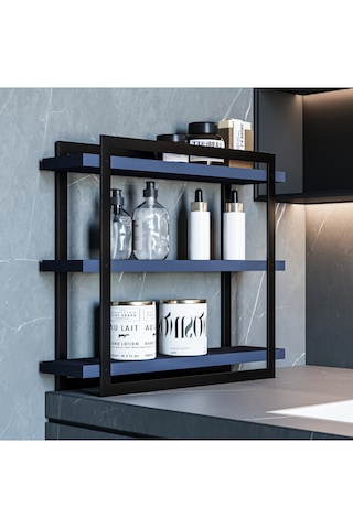 Alpa Ev Mobilya 3 Katlı Metal Çerçeveli Mutfak Organizer Baharatlık, Kahve Köşesi, Tezgah Düzenleyici. Antrasit